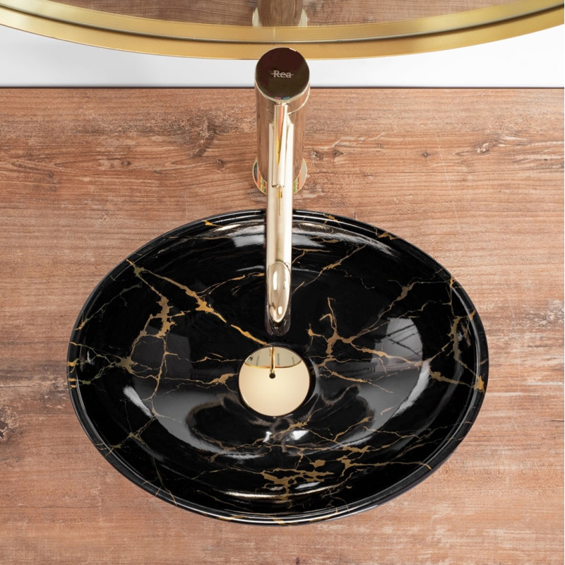 Rea umywalka nablatowa Sofia Mini black Marble Shiny