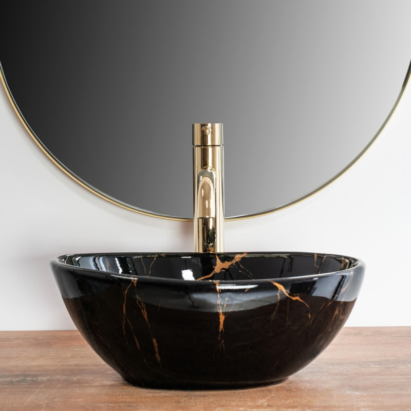 Rea umywalka nablatowa Sofia Mini black Marble Shiny