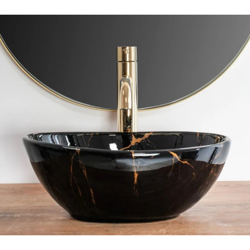 Rea umywalka nablatowa Sofia Mini black Marble Shiny