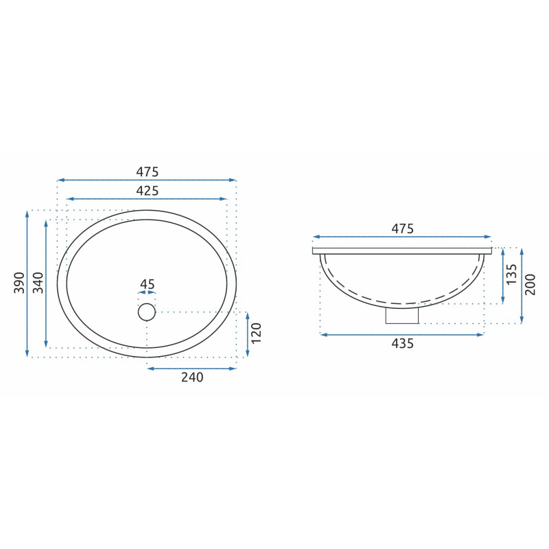 Rea umywalka podblatowa Nel