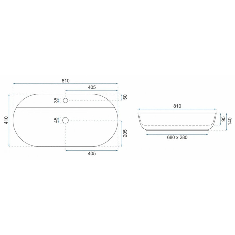Rea umywalka nablatowa Aura 81