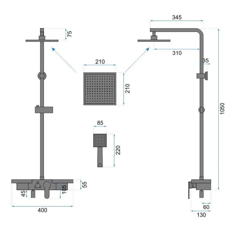 Rea zestaw natryskowy Bravo złoty szczotkowany