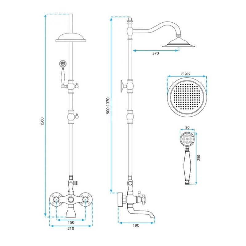 Rea zestaw natryskowy Bergamo czarny Przecierany