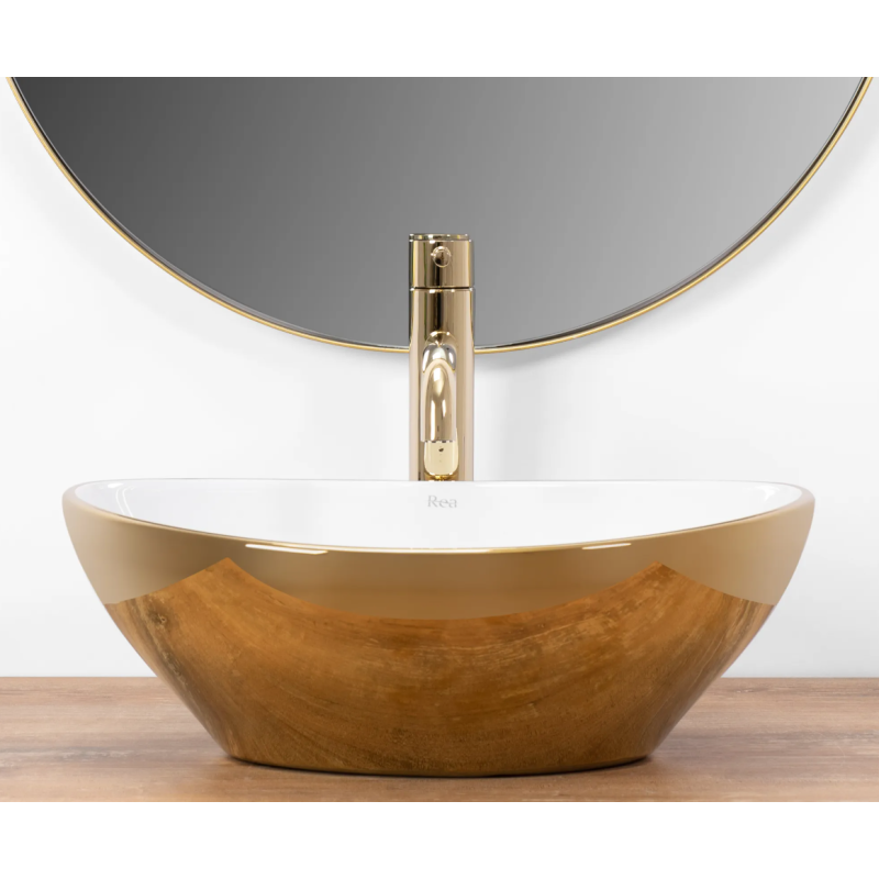 Rea umywalka nablatowa Sofia gold/white
