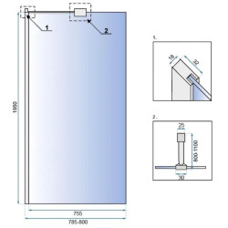 Rea ścianka prysznicowa 80x195 Aero chrom N