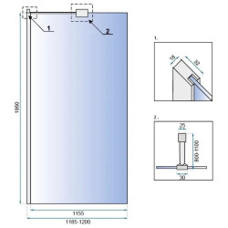 Rea ścianka prysznicowa 120x195 Aero chrom N
