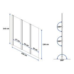 Rea parawan wannowy 3-częściowy 1200x1400 Agat chrom
