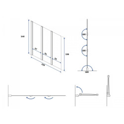 Rea parawan wannowy 3-częściowy 1200x1400 Agat chrom
