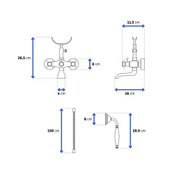 Rea Bateria Wannowa Ścienna Retro czarna przecierana
