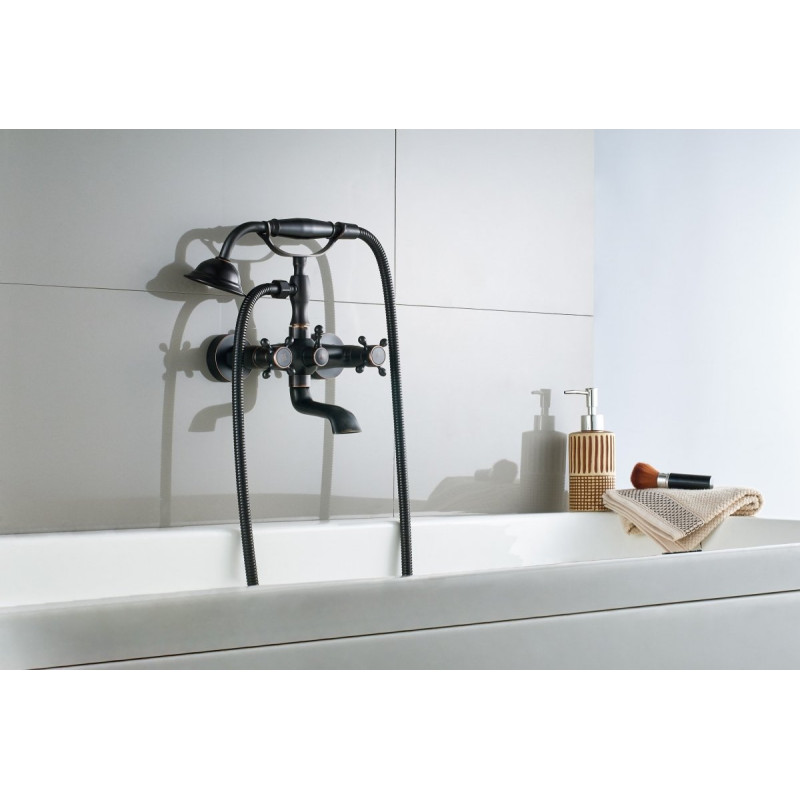 Rea Bateria Wannowa Ścienna Retro czarna przecierana