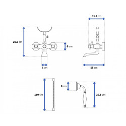 Rea Bateria Wannowa Ścienna Retro czarna przecierana