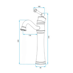 Rea Bateria Umywalkowa Wysoka Vintage czarna przecierana