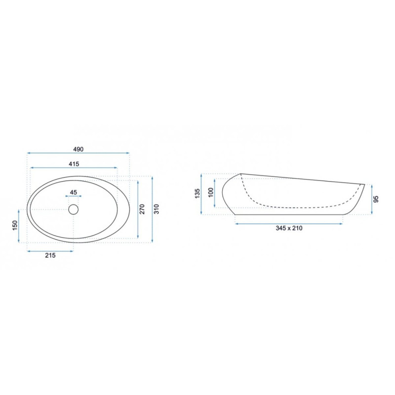 Rea umywalka nablatowa Roxy C Stone L. Grey