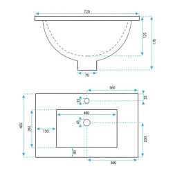 Rea umywalka nablatowa/wpuszczana Dafne 70