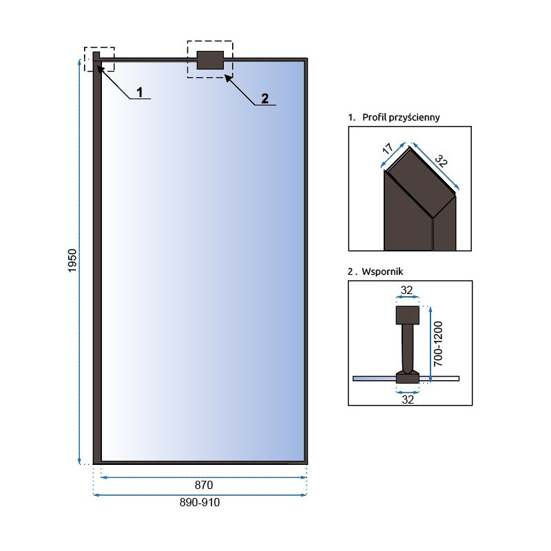 Rea ścianka prysznicowa 120x195 Bler