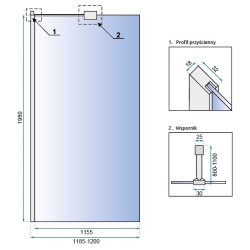 Rea ścianka prysznicowa 70x195 Aero chrom N