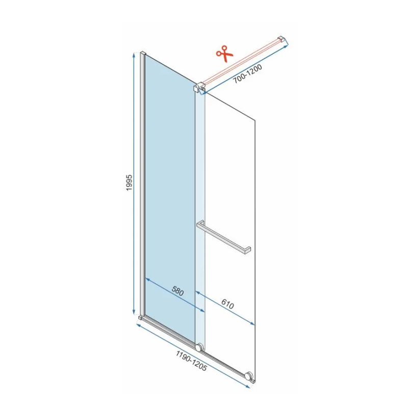 Rea ścianka prysznicowa 100x200 Cortis chrom