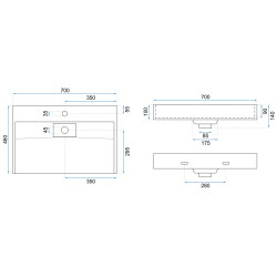 Rea umywalka nablatowa/ścienna Goya 70