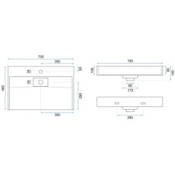 Rea umywalka nablatowa/ścienna Goya 70