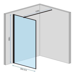 Nowoczesna Ścianka Szklana Loftowa 90 cm Bler-1 Czarna – REA-K7953