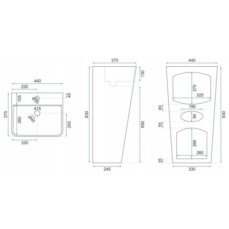 Rea umywalka wolnostojąca Aris