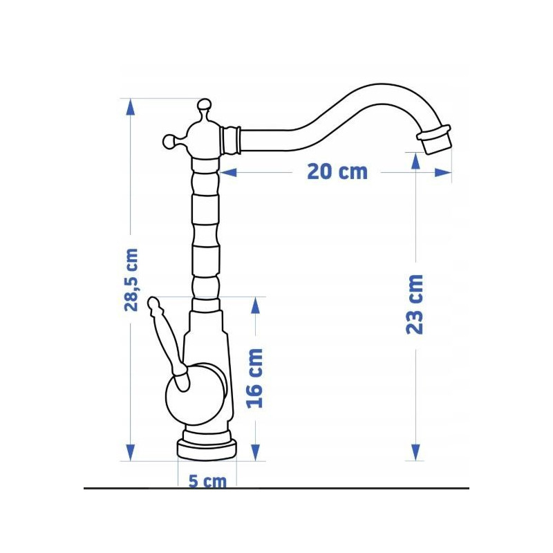 Rea bateria umywalkowa wysoka Bona Złota Przecierana