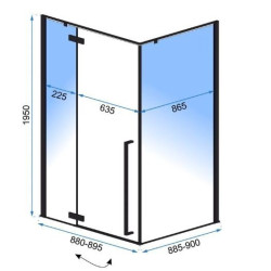 Rea kabina bez brodzika 90x90x190, kolor: transparent, kierunek:uniwersalny Fargo black