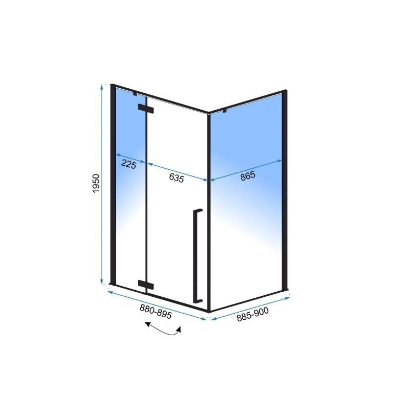 Rea kabina bez brodzika 90x90x190, kolor: transparent, kierunek:uniwersalny Fargo black