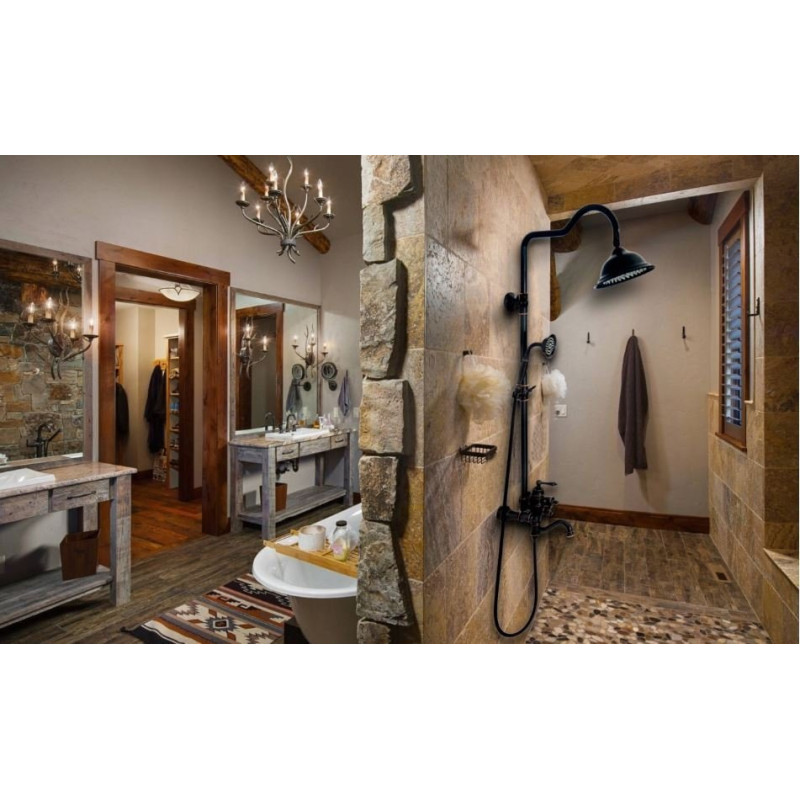 Rea zestaw natryskowy Retro czarny Przecierany