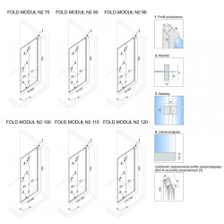 Rea kabina prysznciowa kwadratowa Fold N2 chrom 90x90