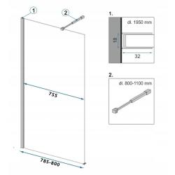 Rea ścianka prysznicowa 80x195 Aero black
