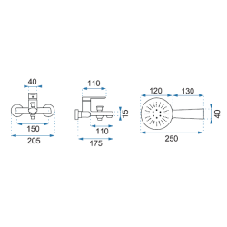 Rea bateria wannowa ścienna Buzz Czarna