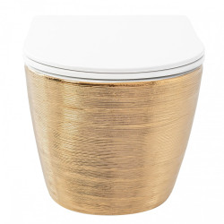 Rea misa wisząca wc bezrantowa Carlo Mini Rimless gold Brush/white