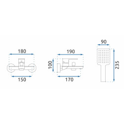 Rea Bateria Wannowa Ścienna Urban czarna