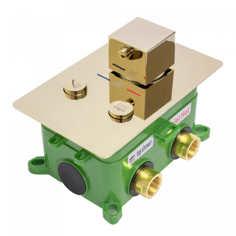 Rea zestaw natryskowy podtynkowy z termostatem Fenix-Davis złoty