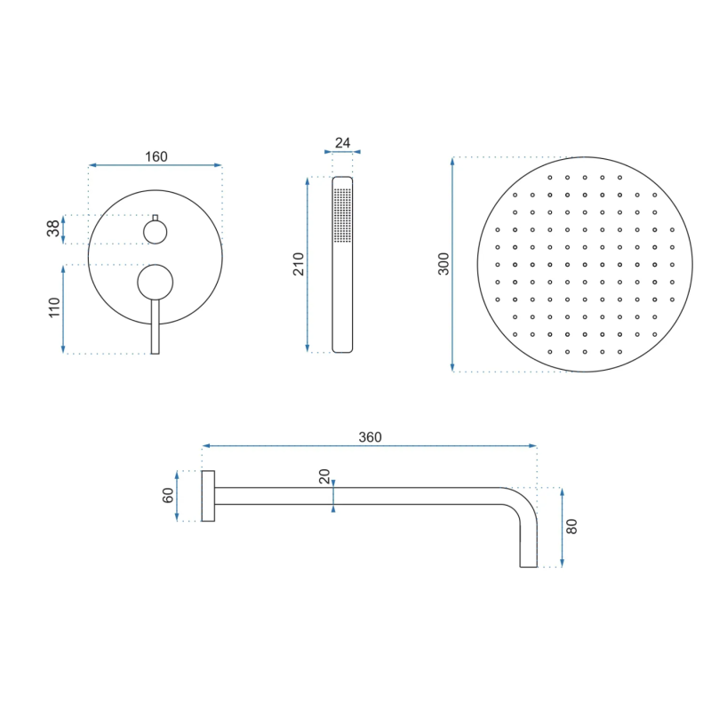 Rea zestaw natryskowy podtynkowy bez wylewki Lungo biały
