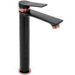 Rea Bateria Umywalkowa Wysoka Viral czarna/różowe złoto