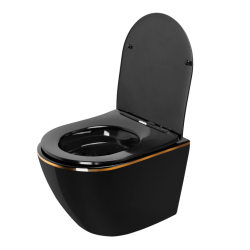 Rea misa wisząca wc bezrantowa Carlo Mini Rimless black gold Edge