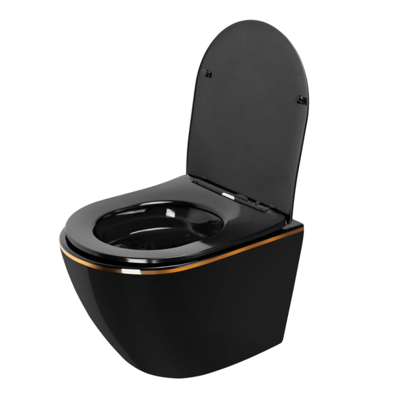 Rea misa wisząca wc bezrantowa Carlo Mini Rimless black gold Edge