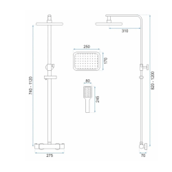 Rea zestaw natryskowy z termostatem Tom czarny