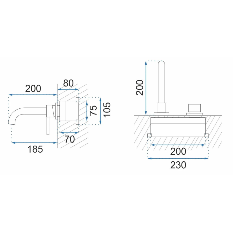 Rea Bateria Umywalkowa Podtynkowa Lungo Long czarna