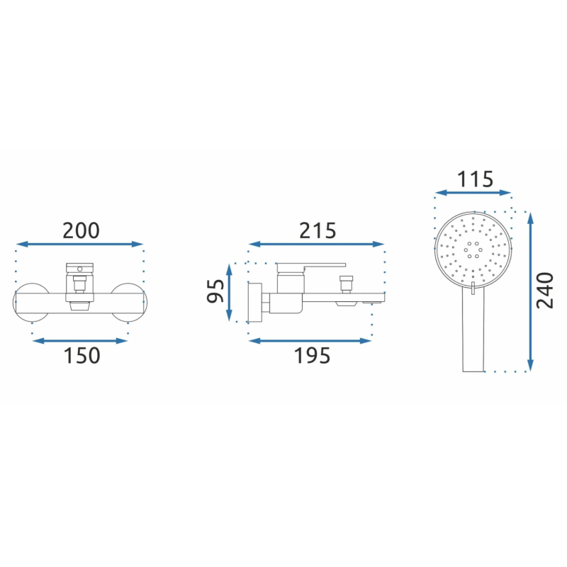 Rea Bateria Wannowa Ścienna Verso złota szczotkowana