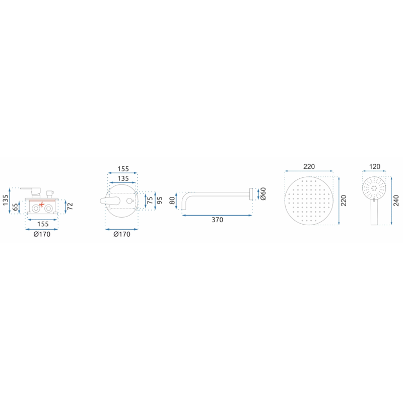 Rea Zestaw Natryskowy Podtynkowy Bez Wylewki czarny/Różowe złoto Mild