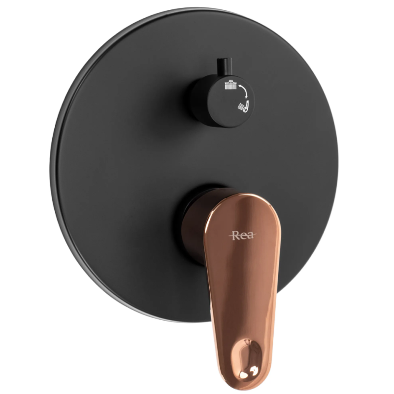 Rea Zestaw Natryskowy Podtynkowy Bez Wylewki czarny/Różowe złoto Mild