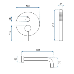 Rea Zestaw Wannowy Podtynkowy Lungo Różowe złoto