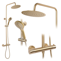 Rea zestaw natryskowy z termostatem Vincent złoty szczotkowany