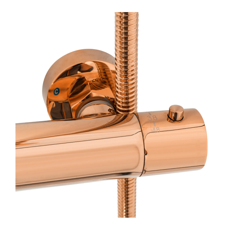 Rea zestaw natryskowo-wannowy z termostatem Lungo Różowe Złoto
