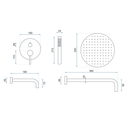 Rea Zestaw Natryskowo-Wannowy Podtynkowy Z Wylewką Lungo Różowe złoto