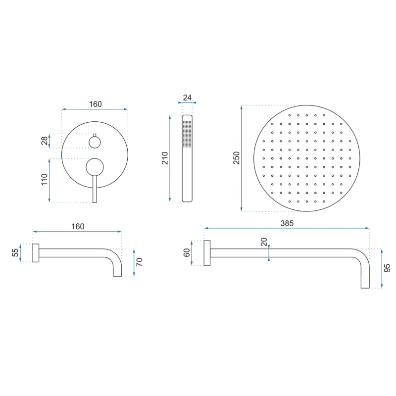 Rea Zestaw Natryskowo-Wannowy Podtynkowy Z Wylewką Lungo Różowe złoto