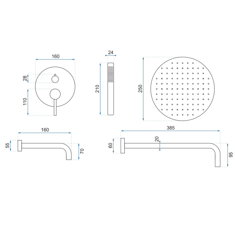 Rea zestaw natryskowo-wannowy podtynkowy z wylewką Lungo biały